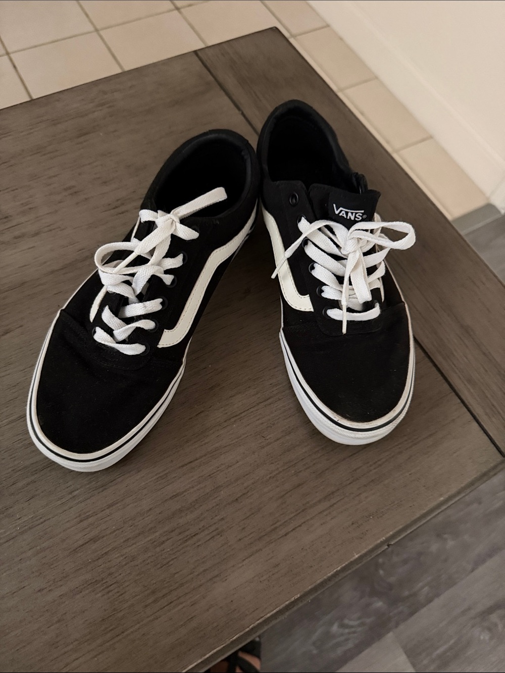 Vans Black and White Low-Top Skate Shoes